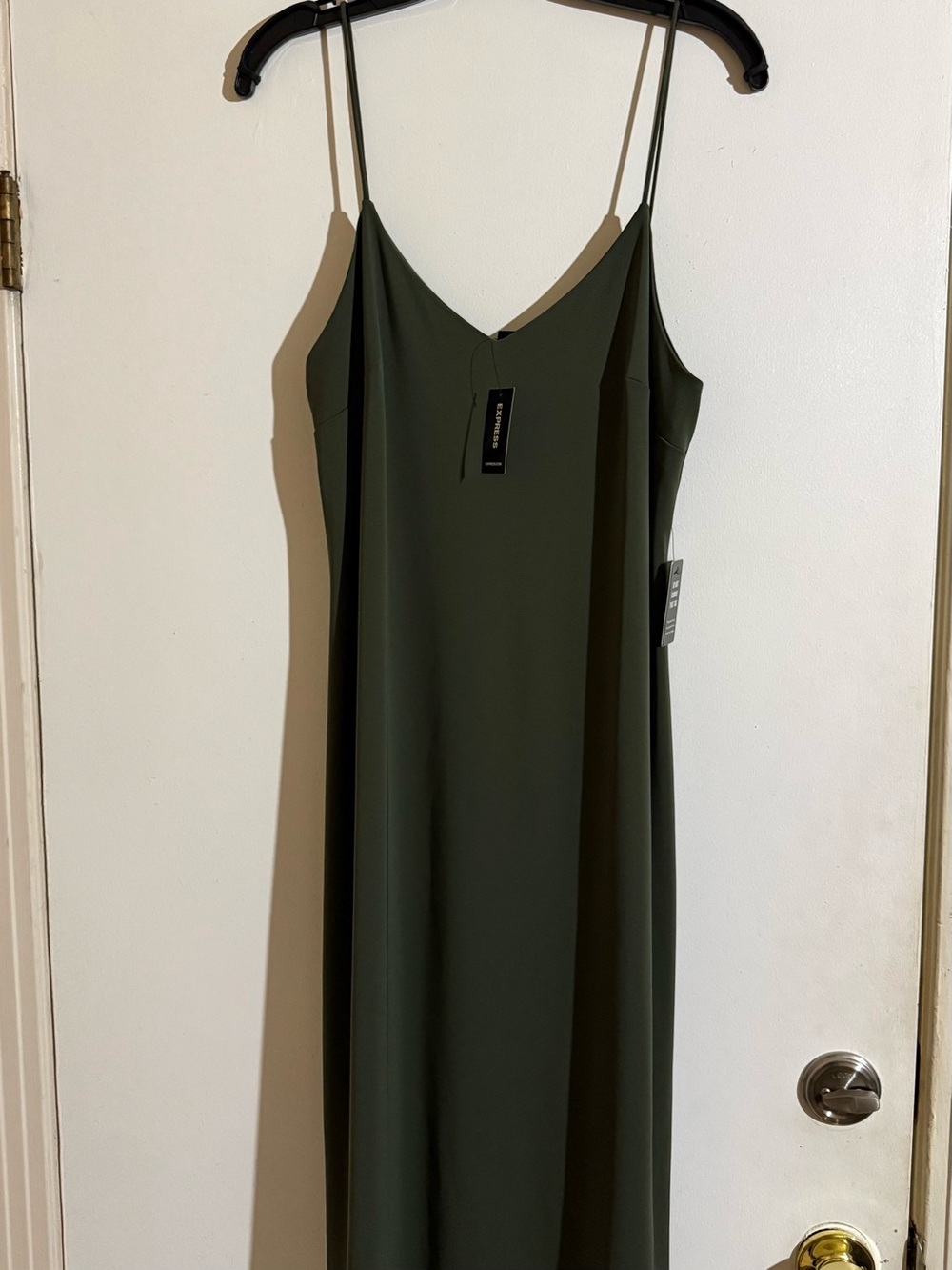 Express Olive Green Spaghetti-Strap Maxi Dress
